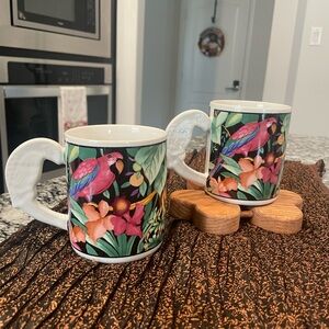 VITROMASTER Rainforest 2 Coffee Cups 1993 by Sue Ripken stoneware 80s aesthetic
